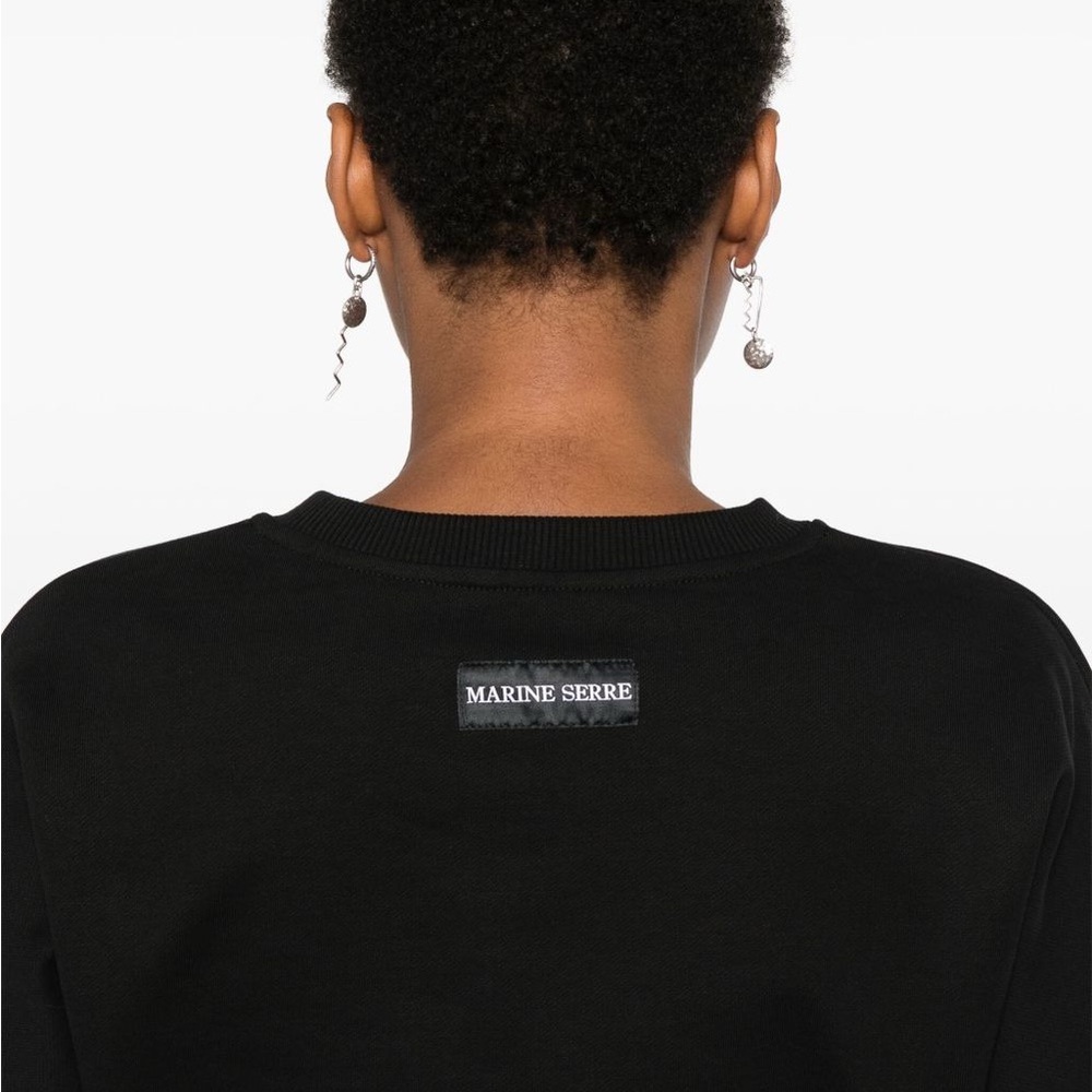 Marine Serre Women's Cropped Sweatshirt Black 99 Size XS - Picture 8 of 15